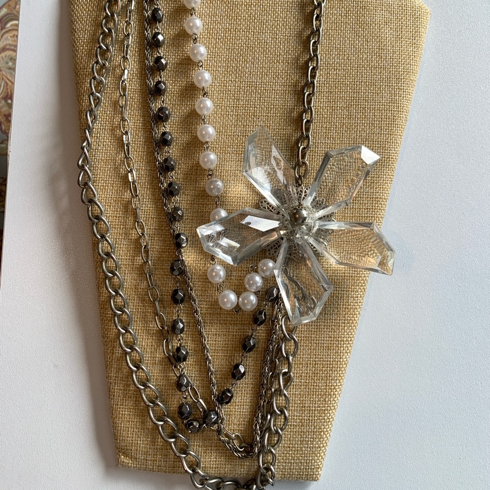 Material Girl Madonna style long bling 80’s style necklace